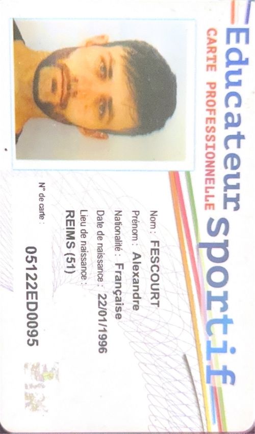Carte professionnelle Éducateur Sportif — Alexandre Fescourt