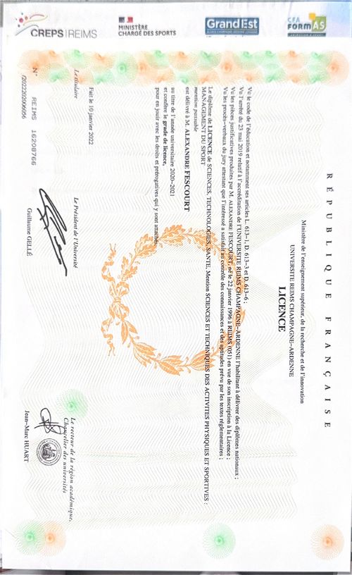 Licence STAPS Management du Sport — Alexandre Fescourt
